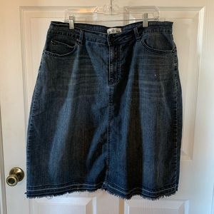 Main Street Exchange “Adeline” Knee Length Denim Jean Skirt
